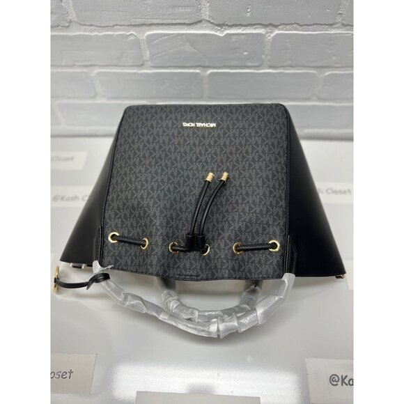 Michael Kors bucket phoebe tote bag large two tone MK signature black - Picture 7 of 12